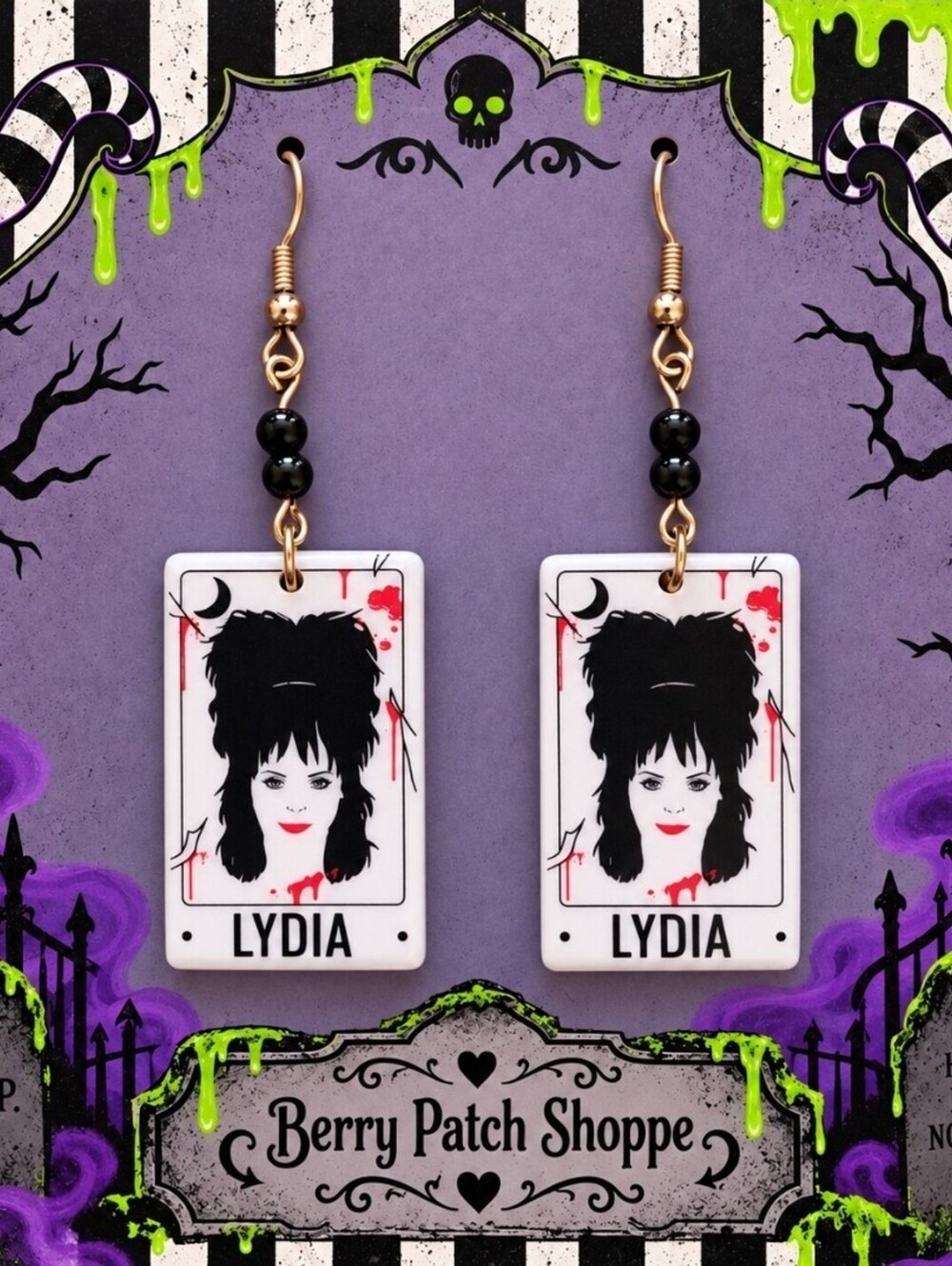 Beetlejuice Lydia Deets Halloween Dangle Drop Earrings
